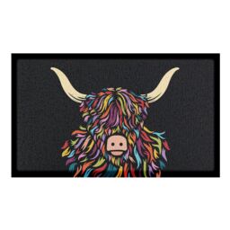Artsy Mats Highland Cow Colour Indoor Outdoor Doormat - Size: 90 cm x 60 cm - thumbnail 2