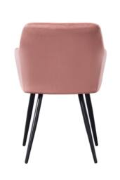 Life Interiors Set of 4 Camden Modern Velvet Dining Chairs with Armrests, Quilted Design & Black Metal Legs in Pink - thumbnail 4