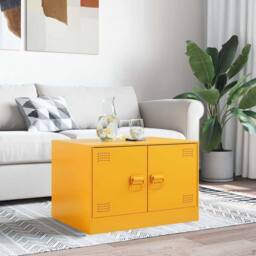 Berkfield Home Sturdy Coffee Table Mustard Yellow 67x50x44 cm Steel - Size: 67 x 50 x 44 cm