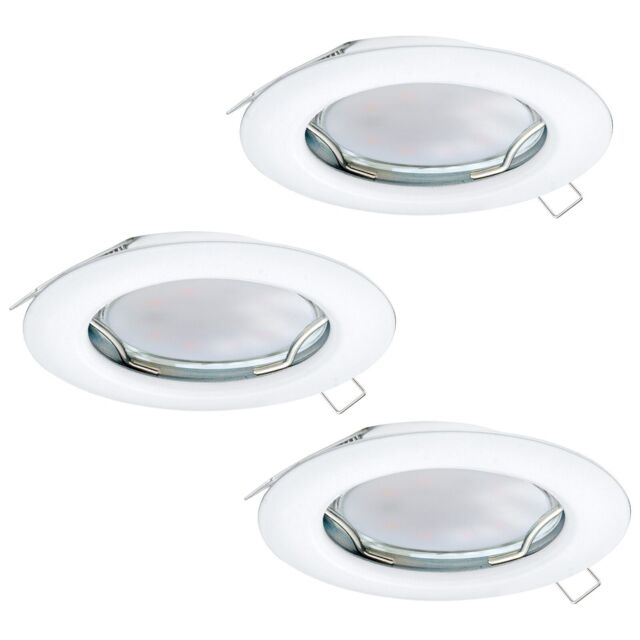 Loops 3 PACK Flush / Recessed Ceiling Downlight White Steel 3 x 3W GU10 Bulb - image 1