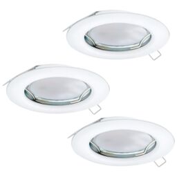 Loops 3 PACK Flush / Recessed Ceiling Downlight White Steel 3 x 3W GU10 Bulb