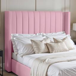 UK Bed Furniture Barcelona Upholstered Bed with 48 Inch Headboard & Slatted Base in Pink - Size: Small Double - thumbnail 2