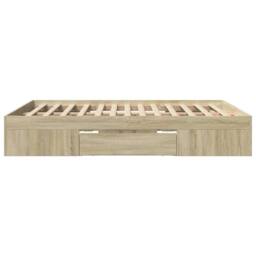 Berkfield Home Durable Bed Frame Frame Sonoma Oak 150x200 cm King Size Wood in Light Tan - thumbnail 6