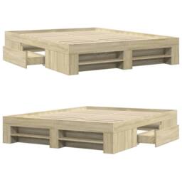 Berkfield Home Durable Bed Frame Frame Sonoma Oak 150x200 cm King Size Wood in Light Tan - thumbnail 8