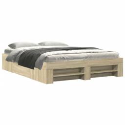 Berkfield Home Durable Bed Frame Frame Sonoma Oak 150x200 cm King Size Wood in Light Tan - thumbnail 3