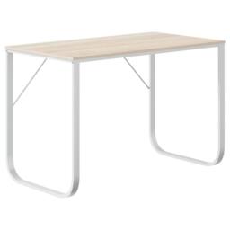 Berkfield Home Computer Desk White & Oak 110x60x73 cm Engineered Wood in Brown - Size: 110 x 60 x 73 cm - thumbnail 2