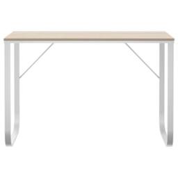 Berkfield Home Computer Desk White & Oak 110x60x73 cm Engineered Wood in Brown - Size: 110 x 60 x 73 cm - thumbnail 3