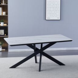 Artemis Home Ottavia 160cm x 90cm White Stone Dining Table - Size: 160 cm x 90 cm