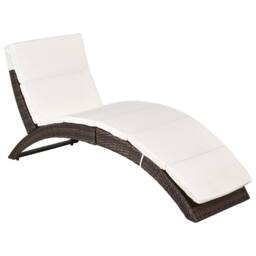 OUTSUNNY Garden Rattan Sun Lounger Foldable Patio Chaise Chair in Brown - thumbnail 2