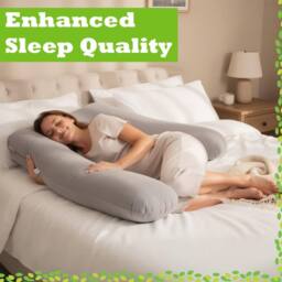 Nicola Spring Women's Pregnancy Pillow with Storage Bag - 52 inch in Pink - thumbnail 6