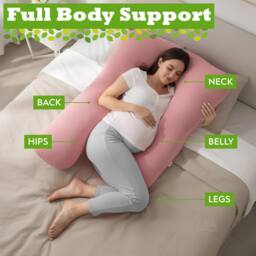 Nicola Spring Women's Pregnancy Pillow with Storage Bag - 52 inch in Pink - thumbnail 4