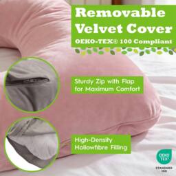 Nicola Spring Women's Pregnancy Pillow with Storage Bag - 52 inch in Pink - thumbnail 5