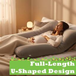 Nicola Spring Women's Pregnancy Pillow with Storage Bag - 52 inch in Pink - thumbnail 3