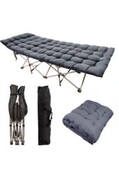 Groundlevel Foldable Guest Bed with Removeable Cushioned Mattress in Grey - thumbnail 2
