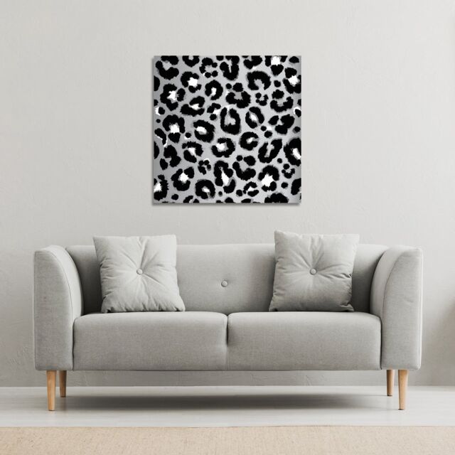Benjamin Tate Design Silver Leopard Print (Canvas Print) / 61 x 61 x 4cm in Natural - Size: 61 x 61 x 4 cm - image 1