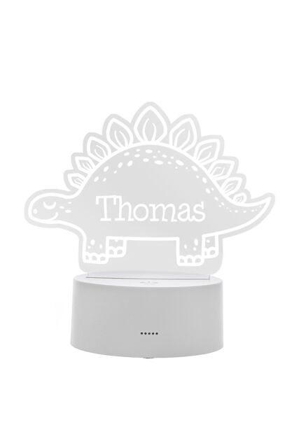 Personalised Memento Company Personalised Dinosaur LED Colour Changing Night Light in Clear - image 1