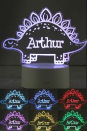 Personalised Memento Company Personalised Dinosaur LED Colour Changing Night Light in Clear - thumbnail 4