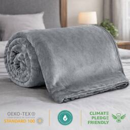 Grace Super Soft Flannel Fleece Blanket Cozy Throw Blanket in Silver - Size: 230 cm x 270 cm - thumbnail 6