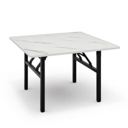 Living and Home Square 80cm Folding Coffee Table Dining Table with Marble Effect Top in White - thumbnail 9