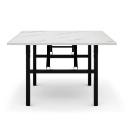 Living and Home Square 80cm Folding Coffee Table Dining Table with Marble Effect Top in White - thumbnail 8