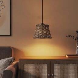 Berkfield Home Ceiling Lamp Shade Brown √ò15x12 cm Wicker - Size: 15x12 cm - thumbnail 3