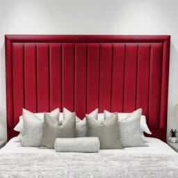 Living Comfort Bedz Hampton Slatted Base Upholstered Bed with 54-Inch panel Headboard in Maroon - Size: King - thumbnail 3