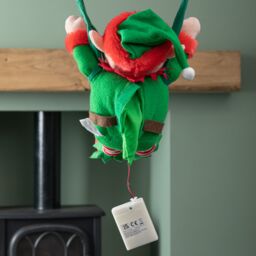 Samuel Alexander 45cm Animated & Musical Kicking Christmas Elf Decoration in Red - thumbnail 6