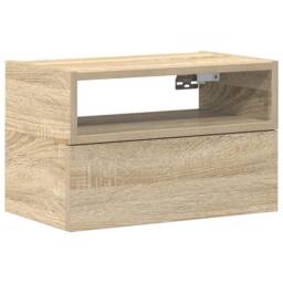 Berkfield Home Wall-mounted Bedside Cabinet Sonoma Oak 45x26x28.5 cm in Light Tan - thumbnail 1