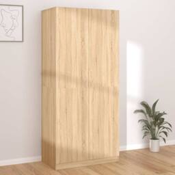 Berkfield Home Wardrobe Sonoma Oak 90x52x200 cm Engineered Wood in Light Tan - Size: 90 x 52 x 200 cm - thumbnail 2