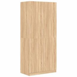 Berkfield Home Wardrobe Sonoma Oak 90x52x200 cm Engineered Wood in Light Tan - Size: 90 x 52 x 200 cm - thumbnail 3