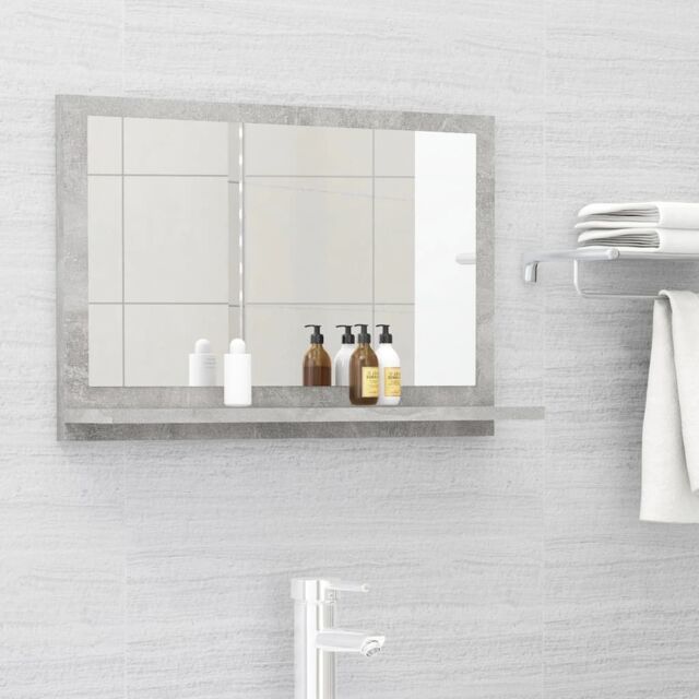 Berkfield Home Bathroom Mirror Concrete Grey 60x10.5x37 cm Engineered Wood - image 1