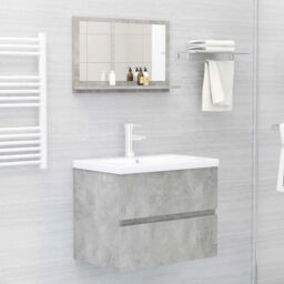 Berkfield Home Bathroom Mirror Concrete Grey 60x10.5x37 cm Engineered Wood - thumbnail 6