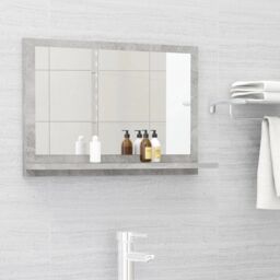 Berkfield Home Bathroom Mirror Concrete Grey 60x10.5x37 cm Engineered Wood - thumbnail 1