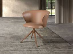 Angel Cerda Swivel Dining Chair in Camel Leatherette - thumbnail 3