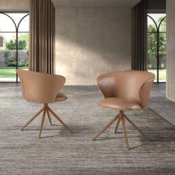 Angel Cerda Swivel Dining Chair in Camel Leatherette - thumbnail 6