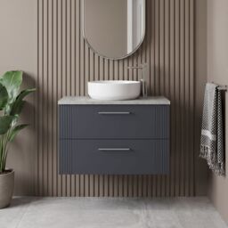Balterley 2 Drawer Wall Hung Vanity Unit Grey Laminate Worktop, 800mm - thumbnail 8