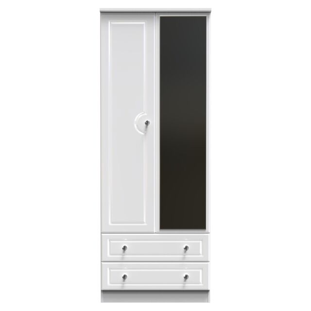 Ready Assembled 2 U Stratford Tall 2 Door 2drw Mirrored Wardrobe (Ready Assembled) in White - image 1