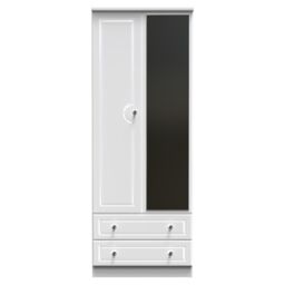 Ready Assembled 2 U Stratford Tall 2 Door 2drw Mirrored Wardrobe (Ready Assembled) in White - thumbnail 1