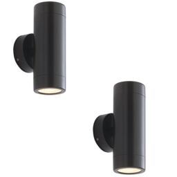 Loops 2 PACK Up & Down Twin Outdoor Wall Light - 2 x 7W LED GU10 - Satin Black