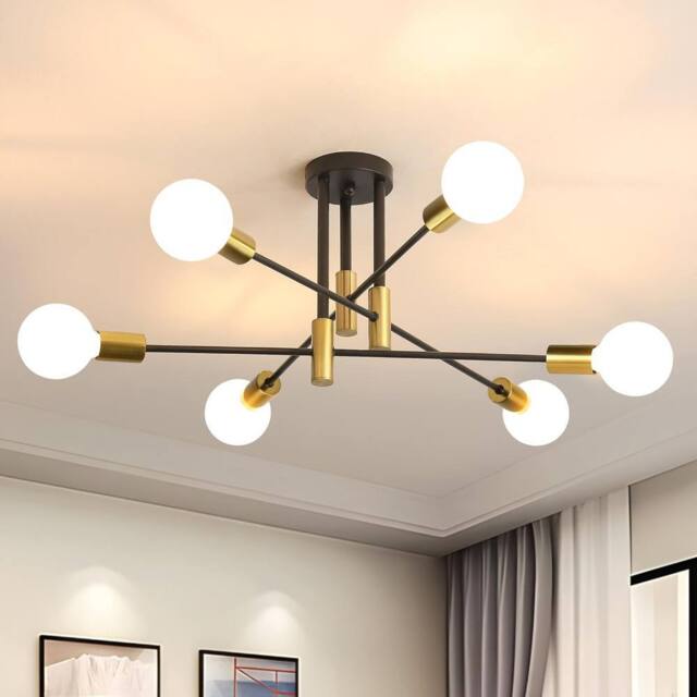 COMELY Sputnik Ceiling lights, 6 Lights E27 Vintage Black & Gold Chandelier - image 1