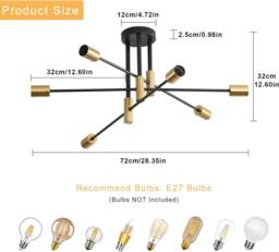 COMELY Sputnik Ceiling lights, 6 Lights E27 Vintage Black & Gold Chandelier - thumbnail 5