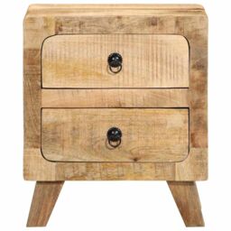 Berkfield Home Bedside Cabinet 2 pcs 40x32x46 cm Solid Wood Rough Mango in Brown - Size: 40 x 32 x 46 cm - thumbnail 2