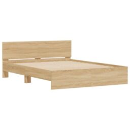 Berkfield Home Bed Frame with LED without Mattress Sonoma Oak 150x200 cm King Size in Brown - thumbnail 6