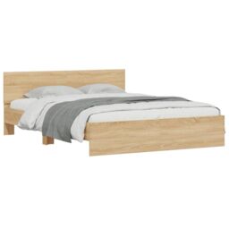 Berkfield Home Bed Frame with LED without Mattress Sonoma Oak 150x200 cm King Size in Brown - thumbnail 3