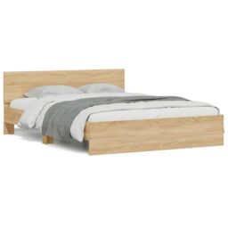 Berkfield Home Bed Frame with LED without Mattress Sonoma Oak 150x200 cm King Size in Brown - thumbnail 5