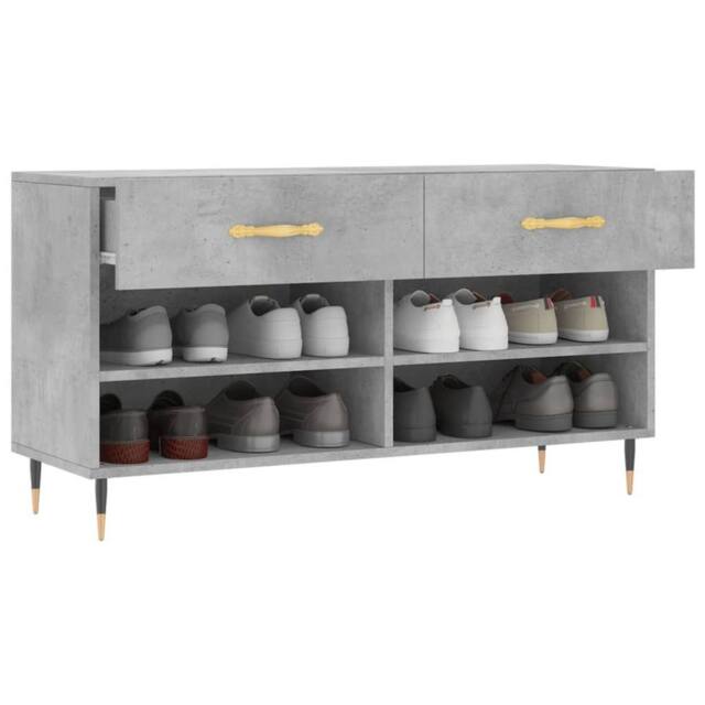 Berkfield Home Shoe Bench Concrete Grey 102x35x55 cm Engineered Wood - Size: 102 x 35 x 55 cm - image 1
