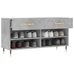 Berkfield Home Shoe Bench Concrete Grey 102x35x55 cm Engineered Wood - Size: 102 x 35 x 55 cm