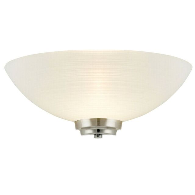 Loops Dimmable LED Wall Light Satin Chrome White Line Pattern Glass Shade Dome Lamp - image 1
