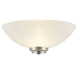 Loops Dimmable LED Wall Light Satin Chrome White Line Pattern Glass Shade Dome Lamp - thumbnail 1