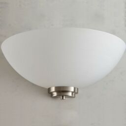 Loops Dimmable LED Wall Light Satin Chrome White Line Pattern Glass Shade Dome Lamp - thumbnail 3